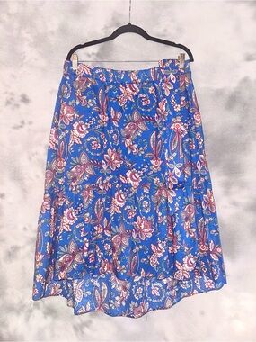 J. Crew Royal Blue Paisley & Floral Tiered Midi Skirt